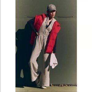 Free People FP Movement Making It Jumpsuit Sleeveless Hoodie Heather Gray L